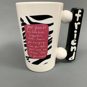 Sandra Magsamen Mug Cup "Good Friends are like bras..." Black White Zebra Friend
